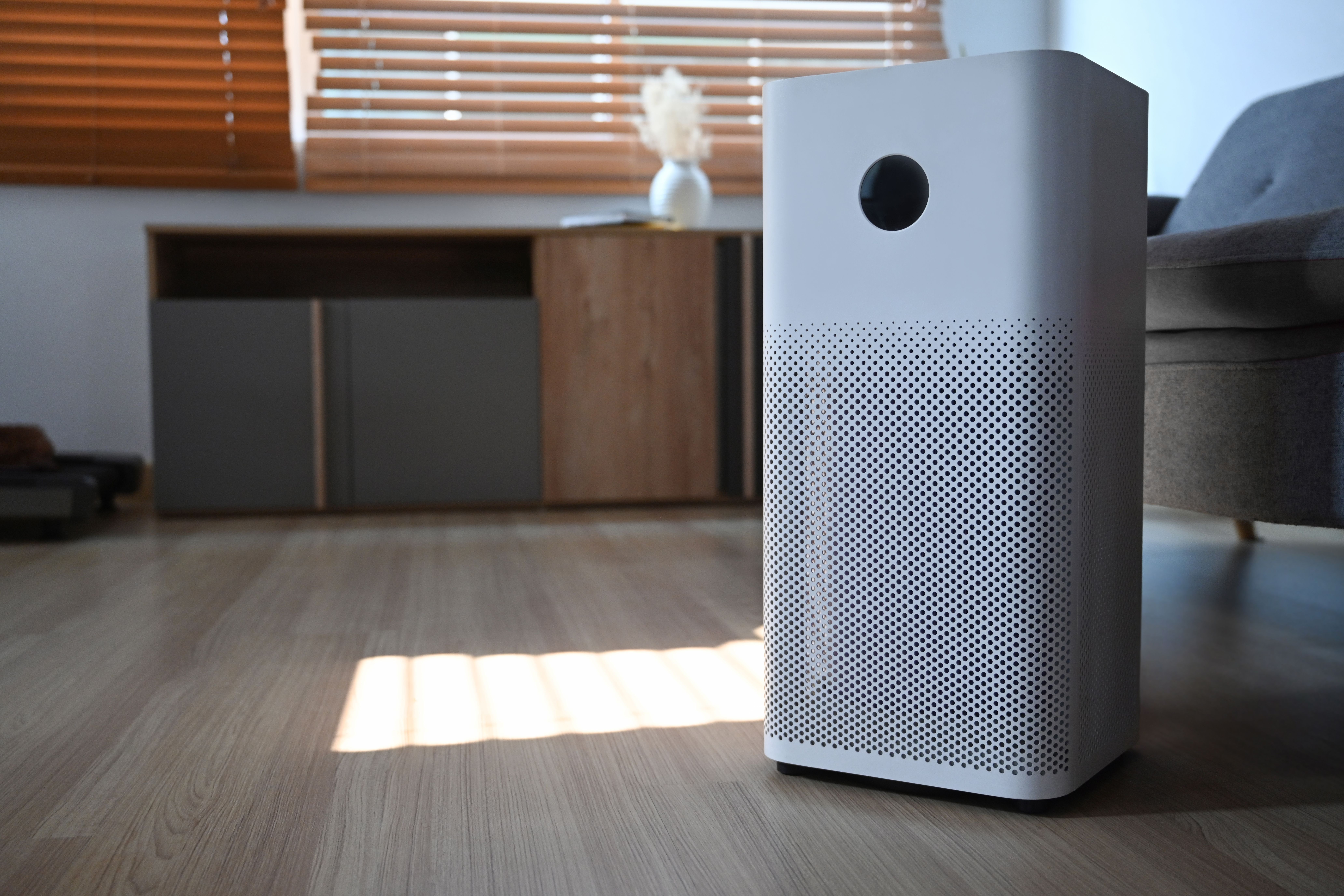 An air purifier set up after a Frankfort home receives indoor air quality services from Sweet Life Heating, Cooling and Electric.