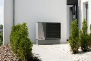 A heat pump at a Frankfort home after getting heat pump repair services from Sweet Life Heating, Cooling and Electric.