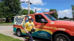 Sweet Life Heating, Cooling and Electric technician providing a Frankfort, KY home with heating maintenance services.