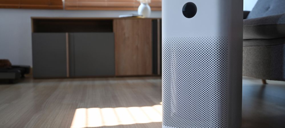 An air purifier set up after a Frankfort home receives indoor air quality services from Sweet Life Heating, Cooling and Electric.
